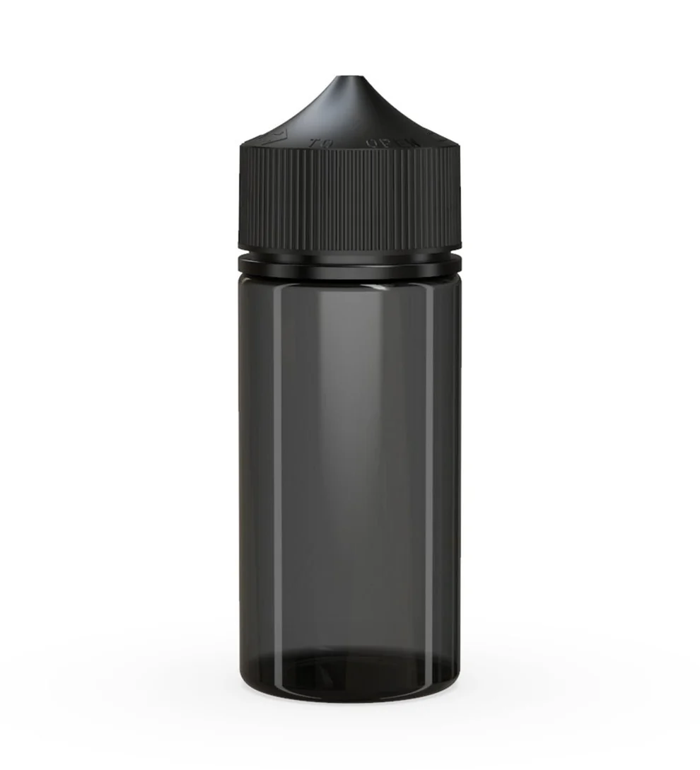 Child Resistant Unicorn V3 PET Dropper Bottles Transparent Black 10mL - w/ Black Lid - 2000 Count - Image 3