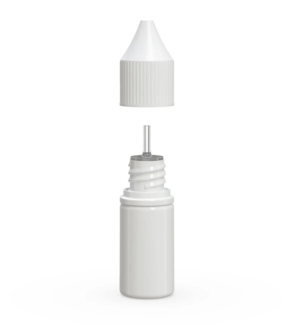 Child Resistant Unicorn V3 PET Dropper Bottles White 10mL - w/ White Lid - 2000 Count - Image 2