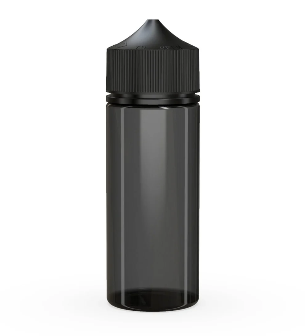 Child Resistant Unicorn V3 PET Dropper Bottles Transparent Black 10mL - w/ Black Lid - 2000 Count - Image 2