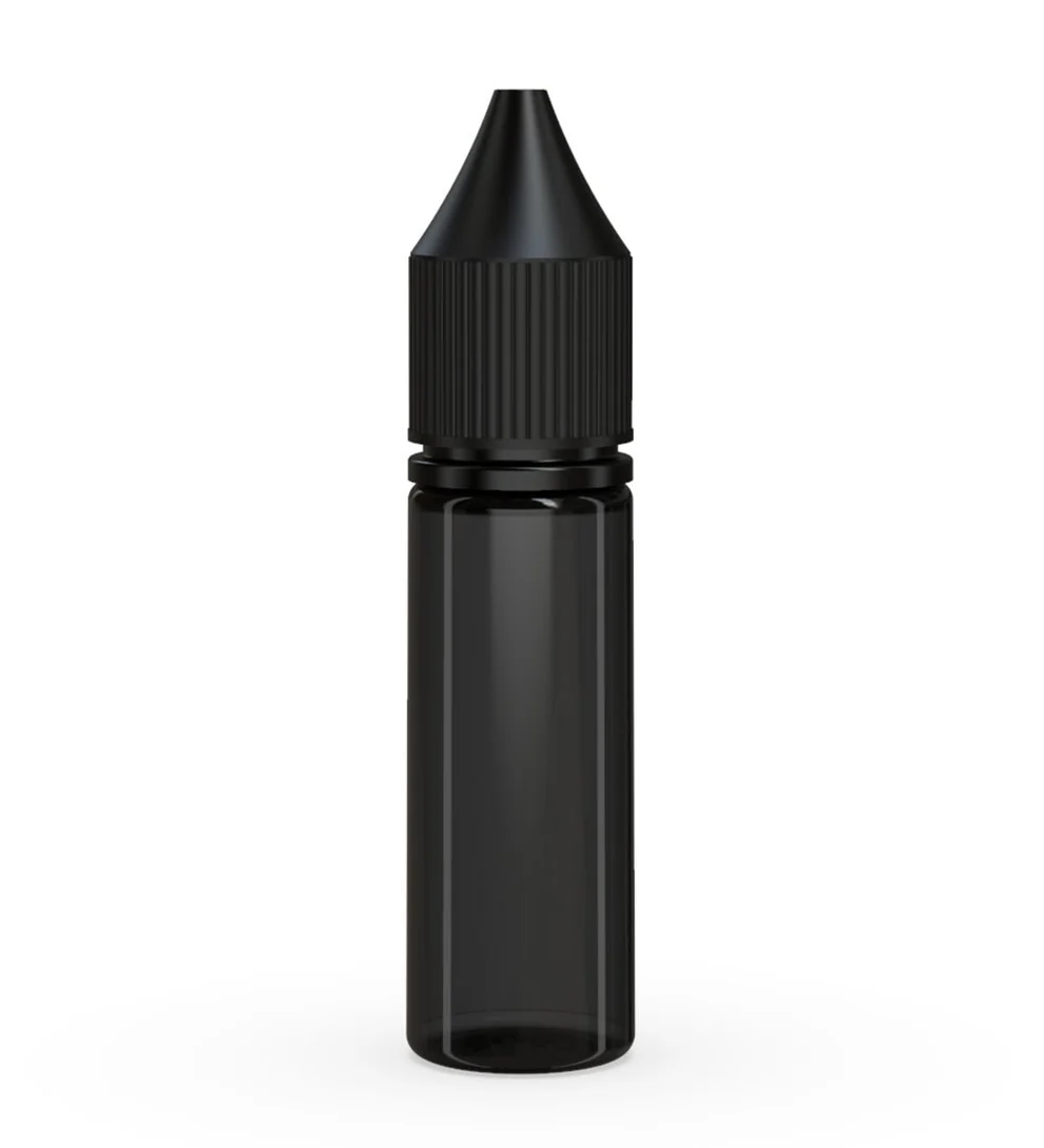 Child Resistant Unicorn V3 PET Dropper Bottles Transparent Black 10mL - w/ Black Lid - 2000 Count - Image 7