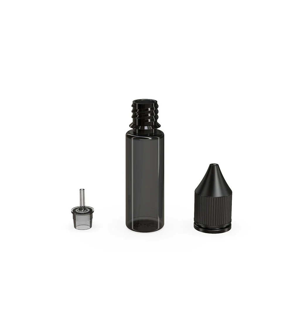 Child Resistant Unicorn V3 PET Dropper Bottles Transparent Black 10mL - w/ Black Lid - 2000 Count