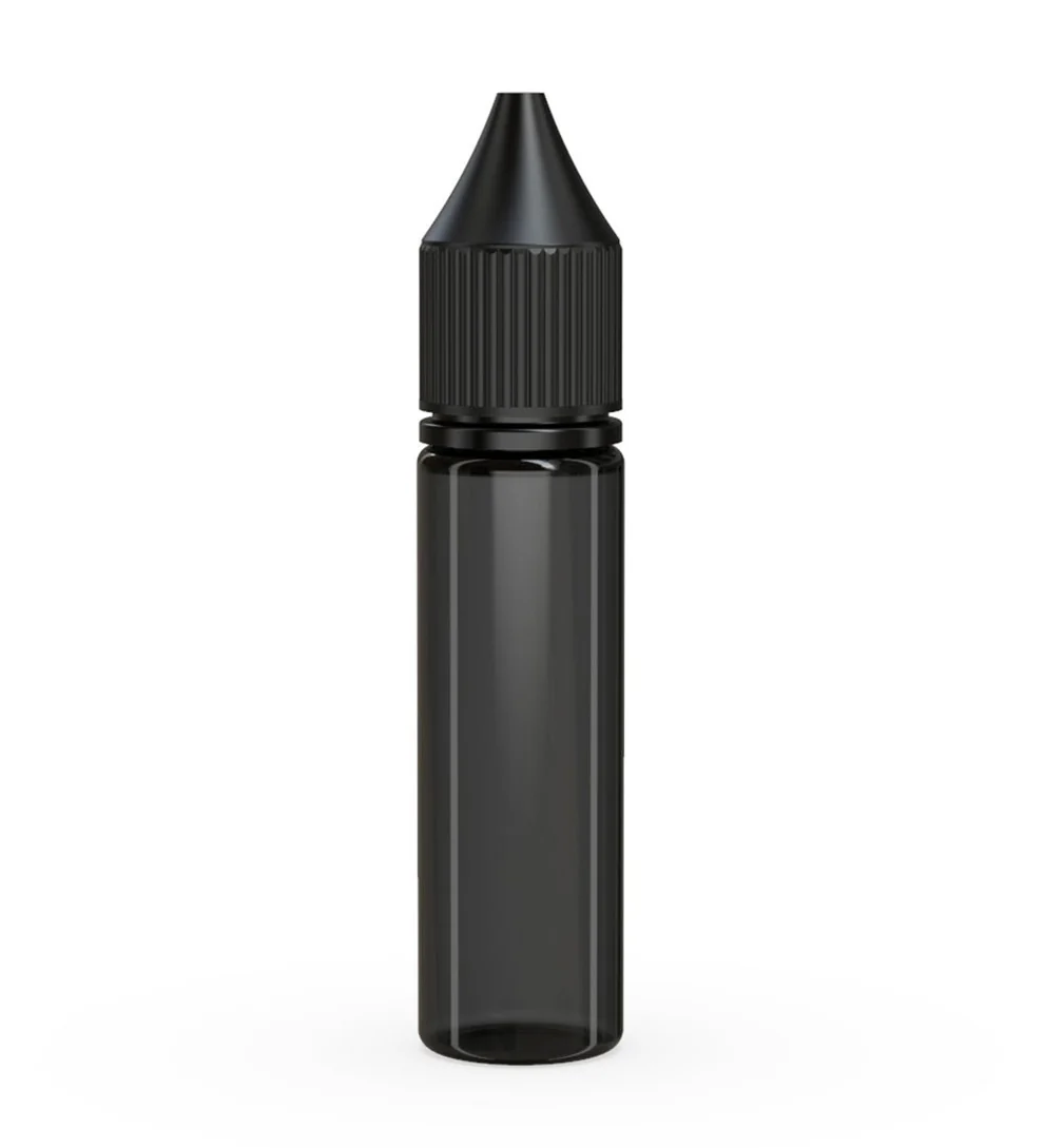 Child Resistant Unicorn V3 PET Dropper Bottles Transparent Black 10mL - w/ Black Lid - 2000 Count - Image 8