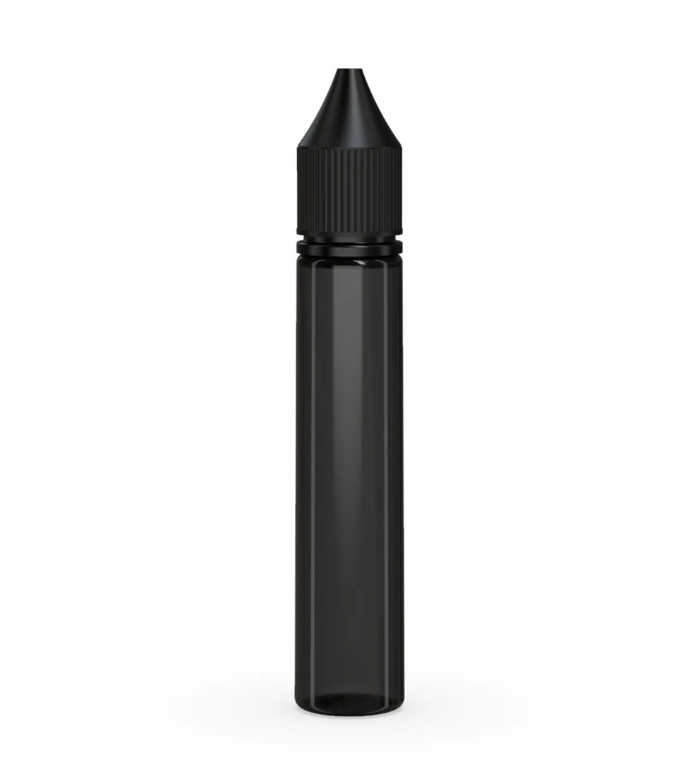 Child Resistant Unicorn V3 PET Dropper Bottles Transparent Black 10mL - w/ Black Lid - 2000 Count - Image 5
