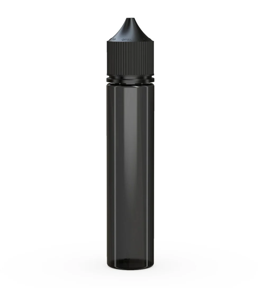 Child Resistant Unicorn V3 PET Dropper Bottles Transparent Black 10mL - w/ Black Lid - 2000 Count - Image 4